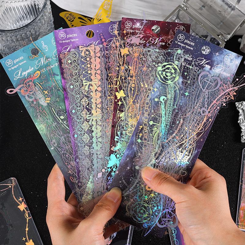 Firefly PET Journal Laser Stickers - Salt Style Guka Border & Collage Decoration