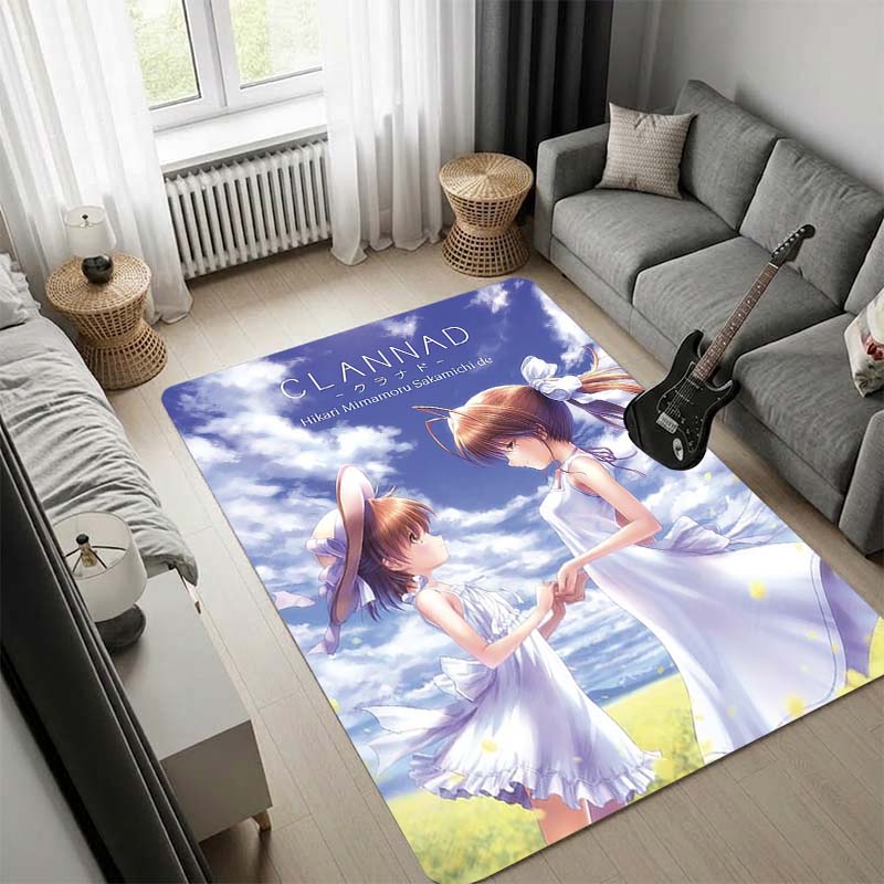 Clannad Anime Girl Character Print Area Rug, Non Slip Soft Floor Mat, Home Decor Living Room Bedroom Carpet