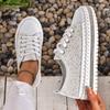 Comemore Women's Casual Shoes Flat Bottom Rhinestone Lace-up Sneakers for Women Spring Autumn Pltatform Sports Board Shoe Female