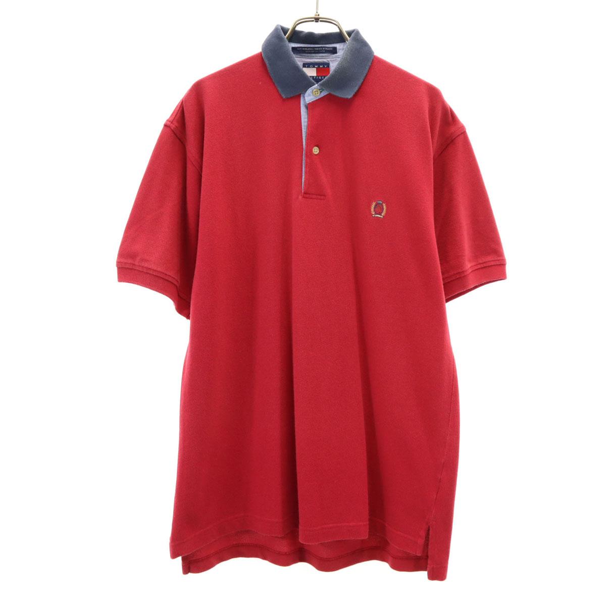 

TOMMY HILFIGER Short sleeve Polo shirt L Red Fawn Men s Used
