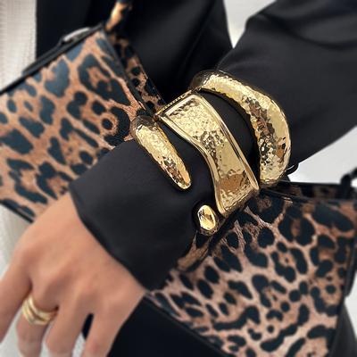 Bracelet Creative Knock Pattern Rockery Wide Bracelet Simple Irregular Spring Buckle Bracelet