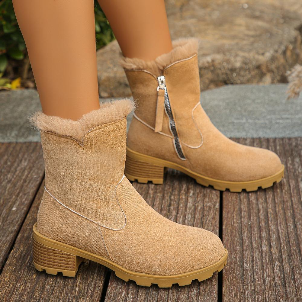 Fashion Winter Thick Plush Snow Boots Women Faux Suede Non-slip Woman Keep Warm Cotton Padded Shoes Platform Ankle Booties Size 36-43