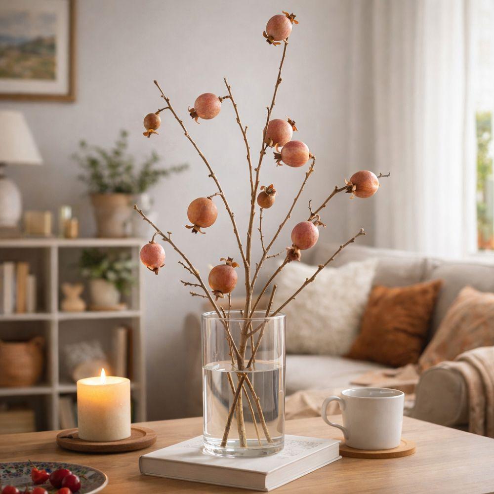 Plastic Artificial Pomegranate Branch 8 Fruit Foam Fruits Branches  Chinese New Year Decor