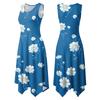 Women's Casual Sleeveless Floral Print Dress Mid-Length Round Neck Irregular Hem Summer Beach Dress