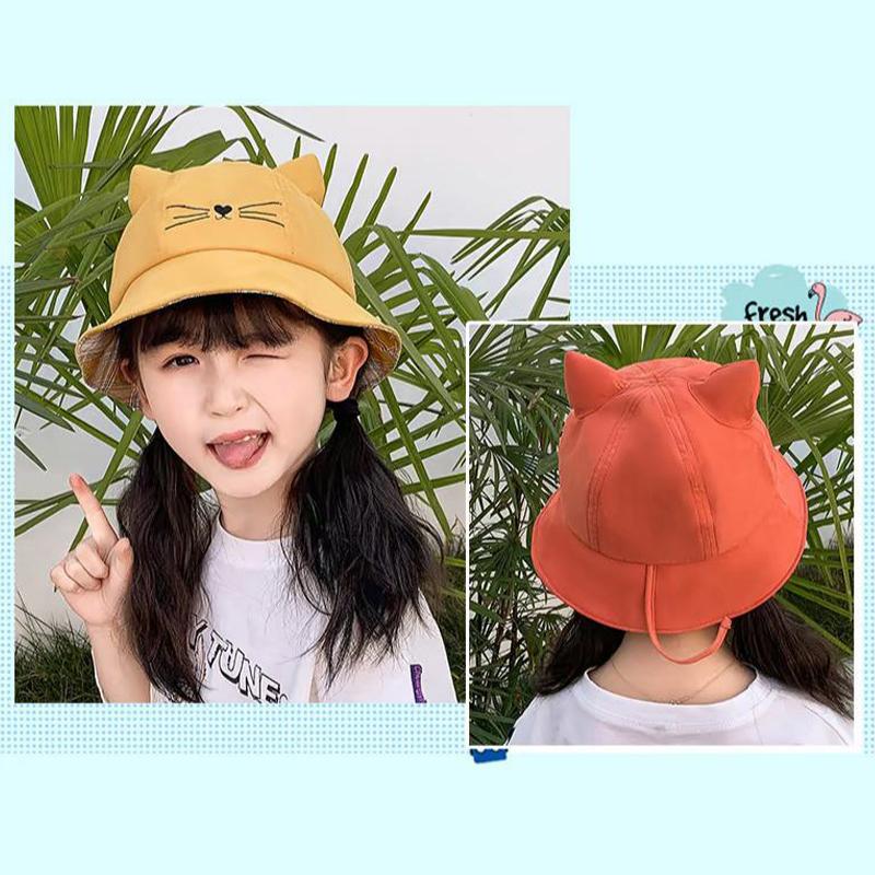 Cute Baby Hat With Cat Design Japanese Style Sun Protection Hat For Summer