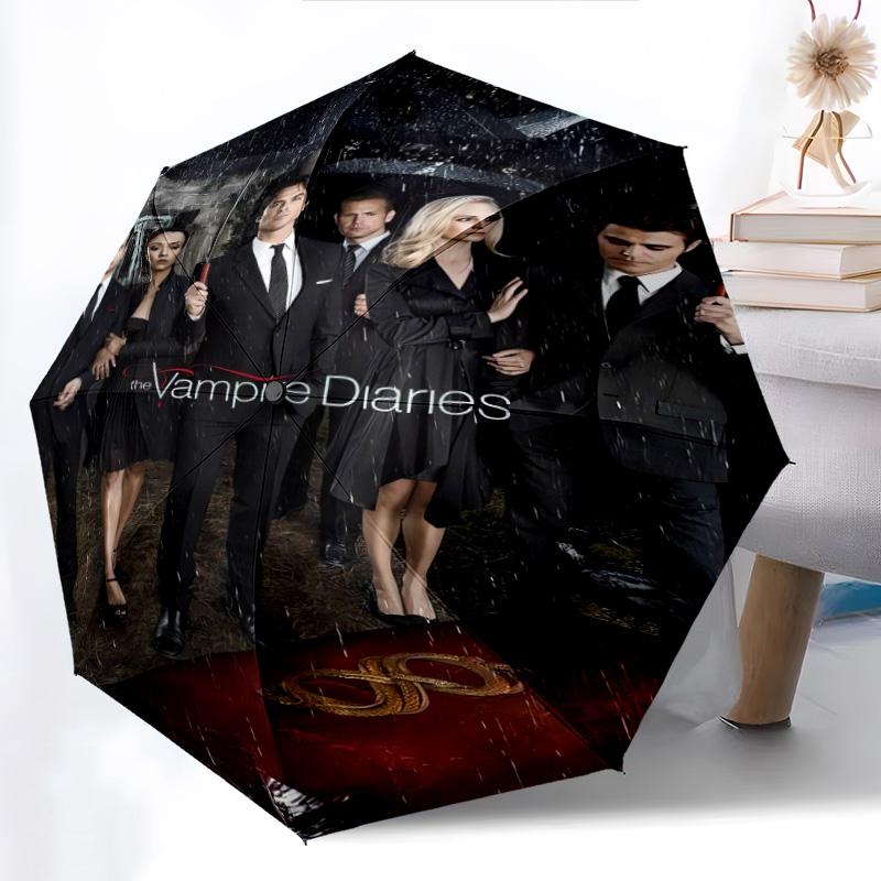 Vampire Diaries: Rainy Night Gathering Folding Umbrella Suitable for All Seasons Durable Sun Umbrella Sun Umbrella Travel