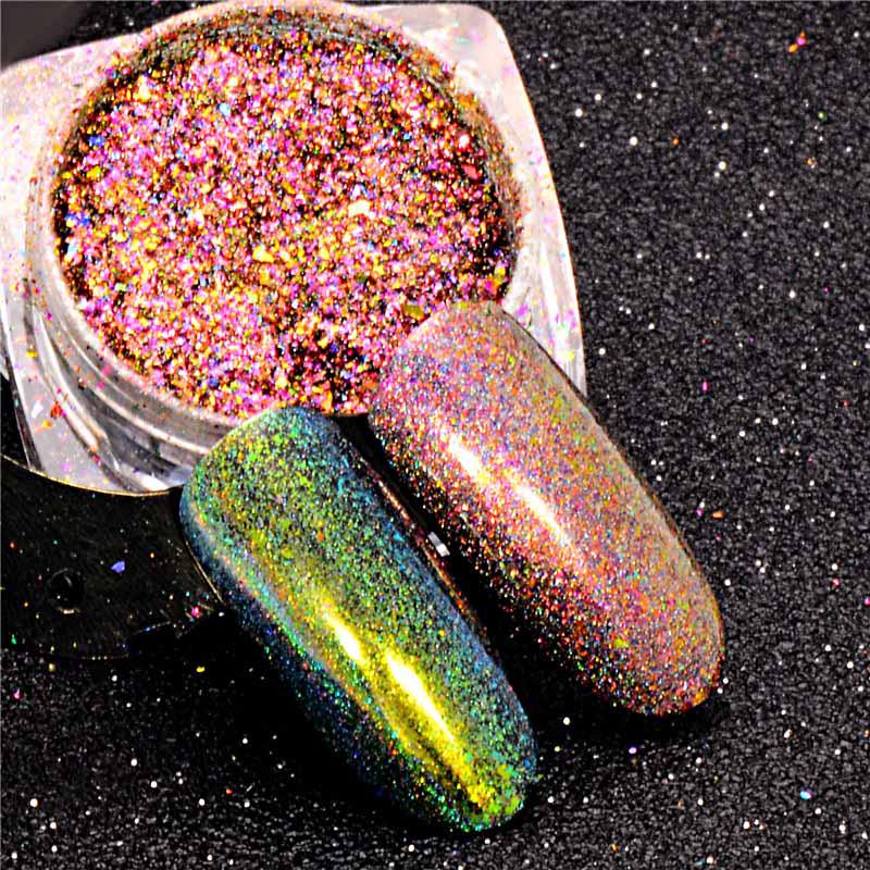 

Хамелеон Русалка, зеркальный эффект, блестящая пудра, ультратонкая пыль, пайетки, блестки, украшение для дизайна ногтей