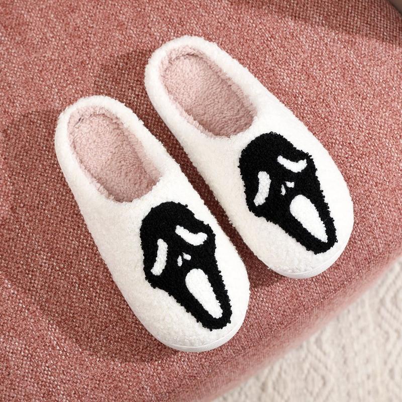 Halloween Ghost Pumpkin Plush Slippers Funny Novelty House Shoes Men Women