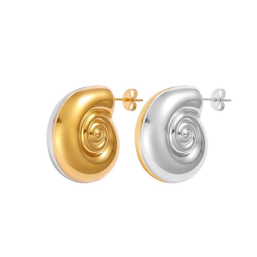 Elegant Ocean-Inspired Conch Studs: Smooth Hollow Spiral Snail Ear Cuffs for Women