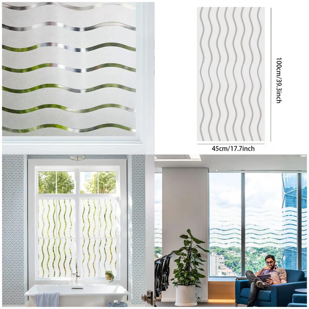 Frosted Window Film Privacy For Glass Windows Stripe Patterns Window Frosting Self-Adhesive Glass Film For Home Office Quality