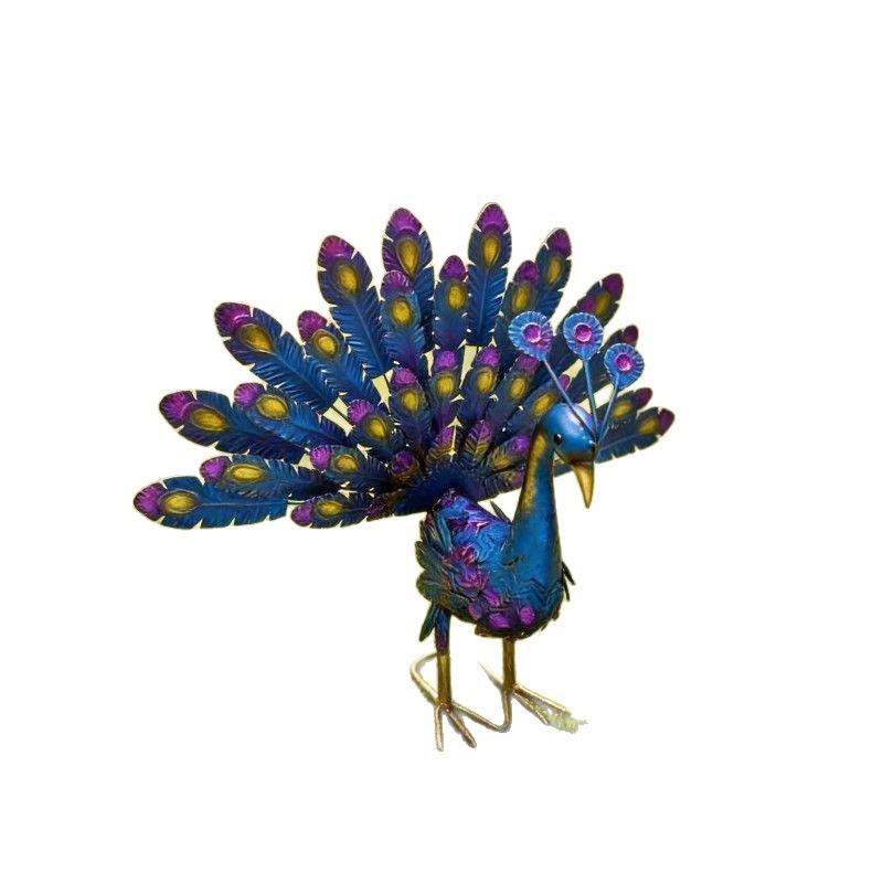 3D Iron Peacock Floor Ornament for Garden, Balcony, Home Decor - Light Luxury Creative Landscape Craft