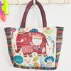 Canvas bag, women's large-capacity double-sided embroidered animal handbag, mommy bag, go shopping, handbag