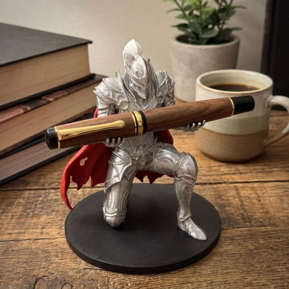 Unique Knight Pen Holder 3D Printed Warrior Desk Organizer Funny Creative Pen Stand Home Office