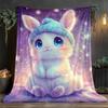 Starry Sky Bunny with Hat Blanket Soft Flannel Throw Home Decor Art Print Cute Animal Bedding Gift for Kids and Girls