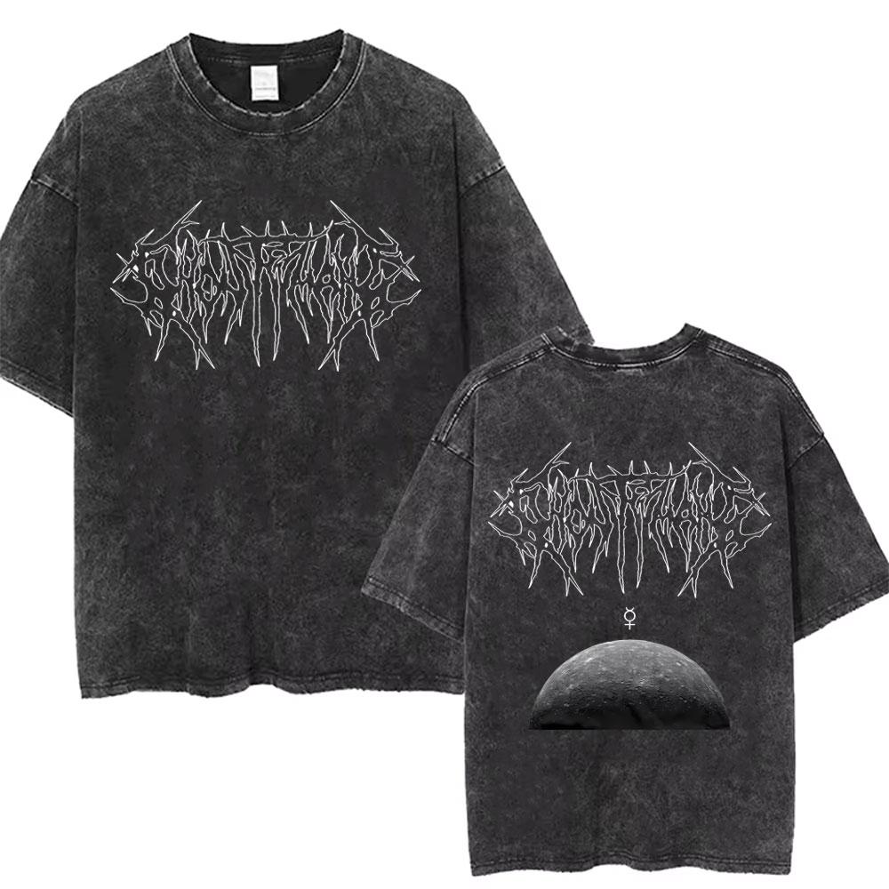Washed Vintage Rapper Ghostemane Graphic Print Tshirt Men Women Hip Hop Rap Rock Trap Metal Gothic Oversized Tshirt Streetwear