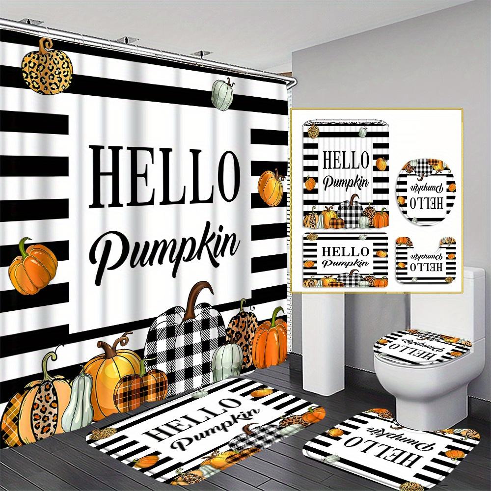 

1/4Pcs Halloween Decoration Stripe Pumpkin Pattern Shower Curtain Bathroom Decor Halloween Decoration Indoor Shower Curtain Only90x180curtain