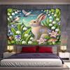 "Whimsical Rabbit In Flower Meadow" Pattern Wall Hanging Tapestry Decorative Tapestry Home Decor for Bedroom and Living Room