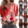 Women's Long Sleeve Button Halloween Printed Casual Shirt Top