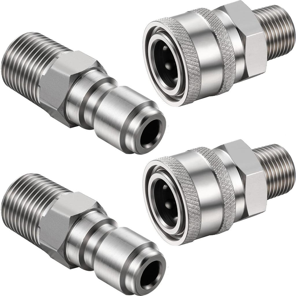 Stainless Steel NPT 3/8 Quick Connect Adapter Set for Pressure Washer and PA Bottle