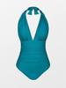 Halterneck Ruffled Backless One-Piece Swimsuit for Women
