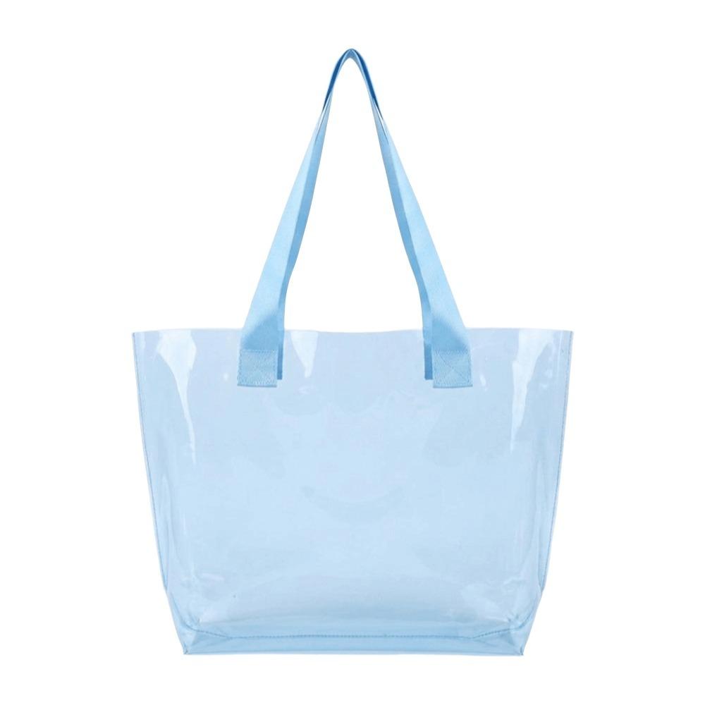 Nuova Borsa Trasparente in PVC Riutilizzabile Borsa a Spalla Solida Borsa Tote Colore Gelatina Viaggio all'Aperto