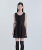 Mausolleum Scarf Sleeveless Suit Dress - Black