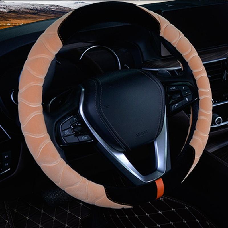 Car Steering Wheel Cover Plush Handle Cover Flocking Autumn and Winter Universal Warm and Non-slip