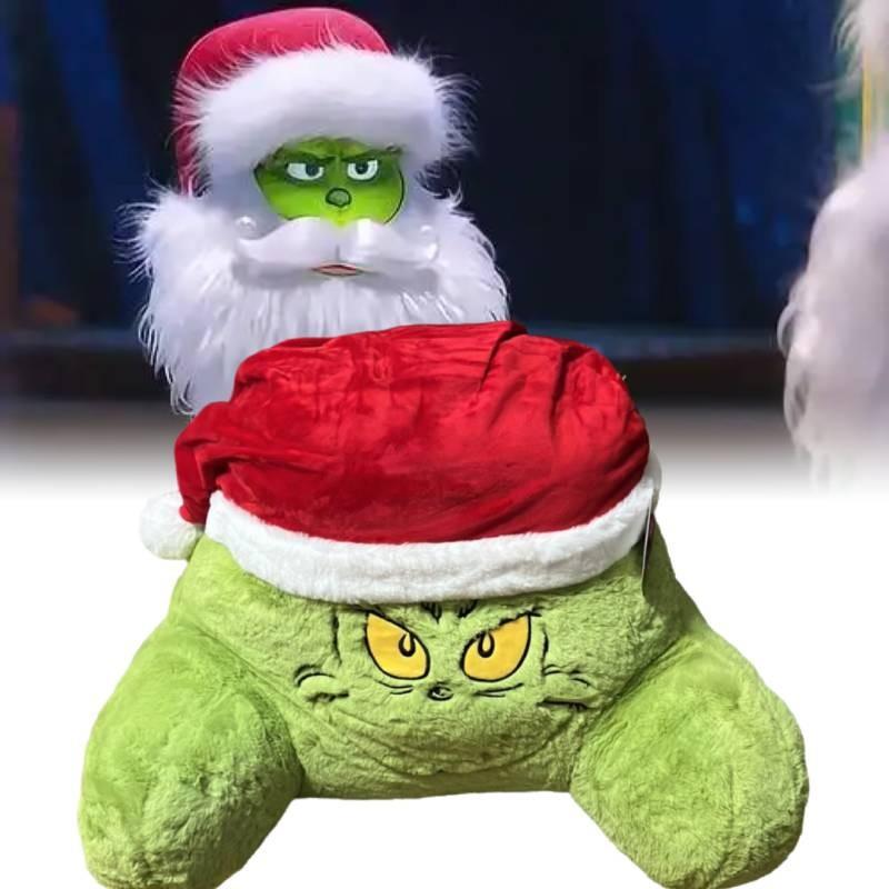 Cozy Plush Green Monster Grinch Pillow Christmas Holiday Decorative Cushion For Home Use