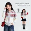 Girls' Fair Isle Hooded Zip-Up Knit Cardigan