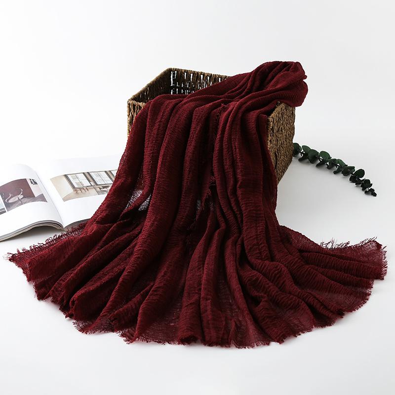 Women Cotton Linen Scarf Autumn Lady Solid Color Long Scarves Soft Thin Plain Shawl Foulard Viscose Wrap Shawls New Summer