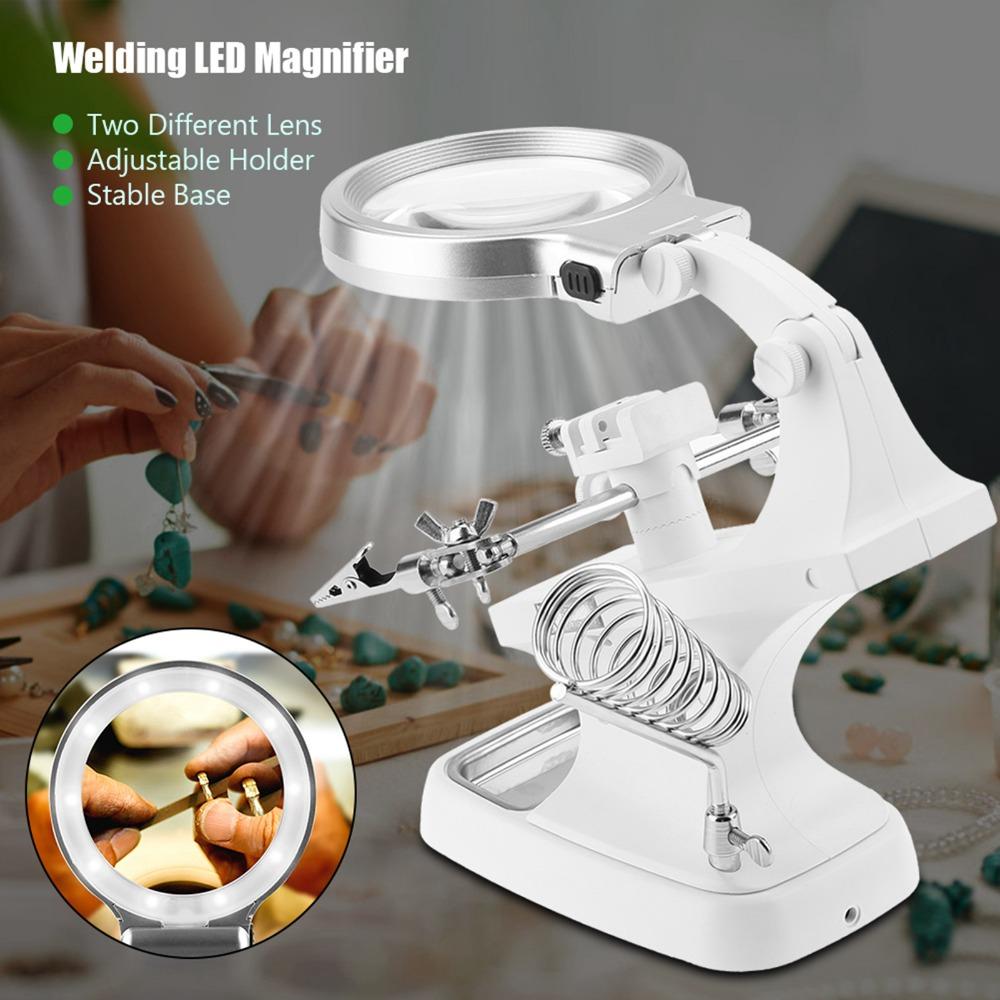 360° Rotating Repair Tool Super Bright LED Light Magnifying Glass for 3X/4.5X Circuit Board