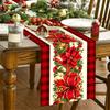 Christmas Poinsettia Flowers Linen Table Runner Holiday Party Decor Winter Xmas Kitchen Dining Table Runner Christmas Decoration