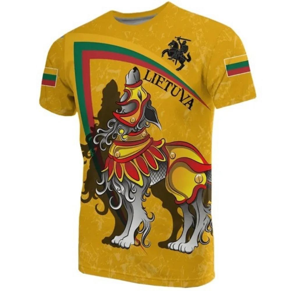 National Emblem Pattern 3D Digital Printed Men's Fashionable Round Neck Short Sleeved T-shirt