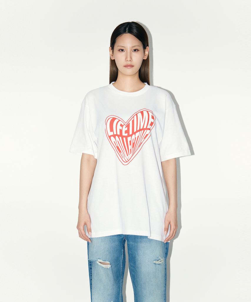 Laipeutaimkollegtibeu Big Heart Logo Short Sleeve T-Shirt White