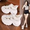 Platform dad shoes women 2025 summer new hollow hole shoes versatile inner height increase women's shoes casual sports shoes