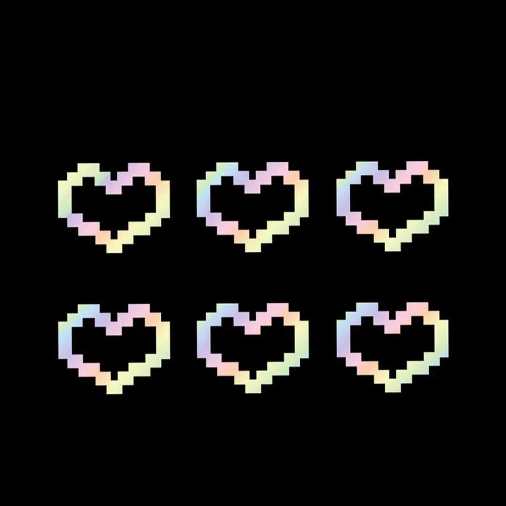 6Pcs Mosaic Heart Vinyl Stickers, Waterproof PVC Love Decals for Car Motorcycle Laptop
