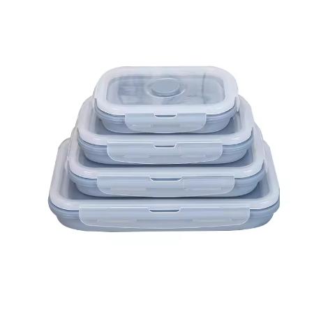 LFGB-grade Heatable Food Grade Silicone Collapsible Lunch Box Travel-friendly Storage Container