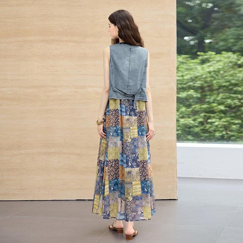 Shechi Women's Resort Vest & Printed Dress Set