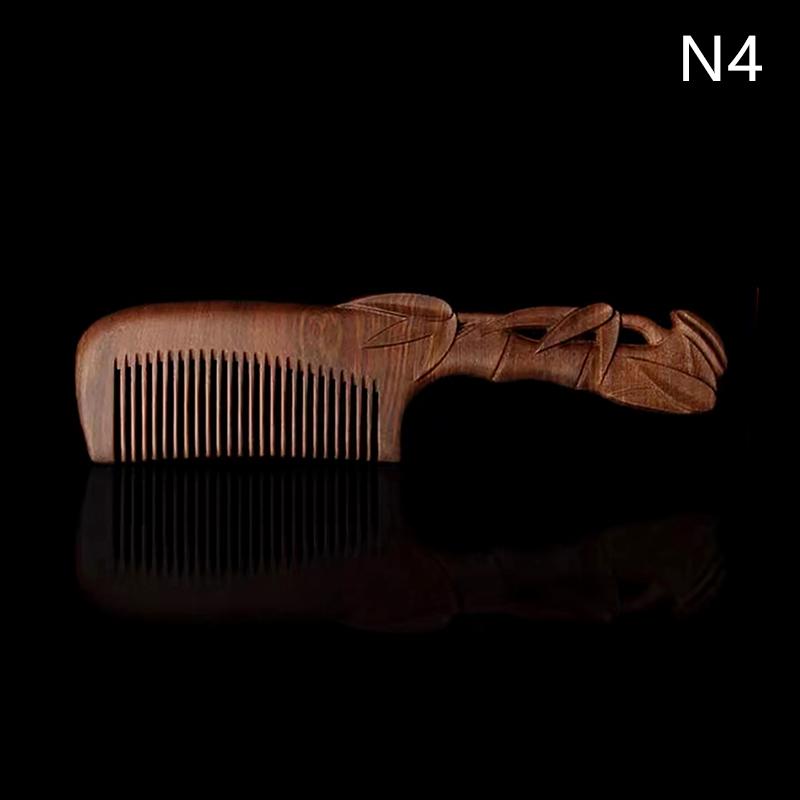 Naturlige sandeltrekammer Massivt tre Utsøkt utskjæring Lotus-kam Antistatisk skjeggkam Håndverk Hårstyling Gave's gave