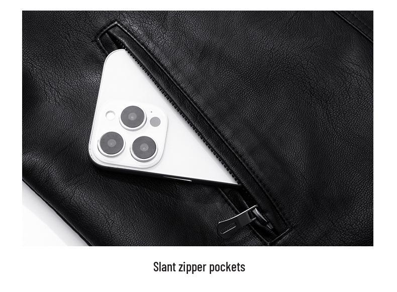 2025 Slim Fit Men's Leather Jacket - Youthful Trend, Autumn/Winter Korean Style, Handsome Plus Size Fashion Coat