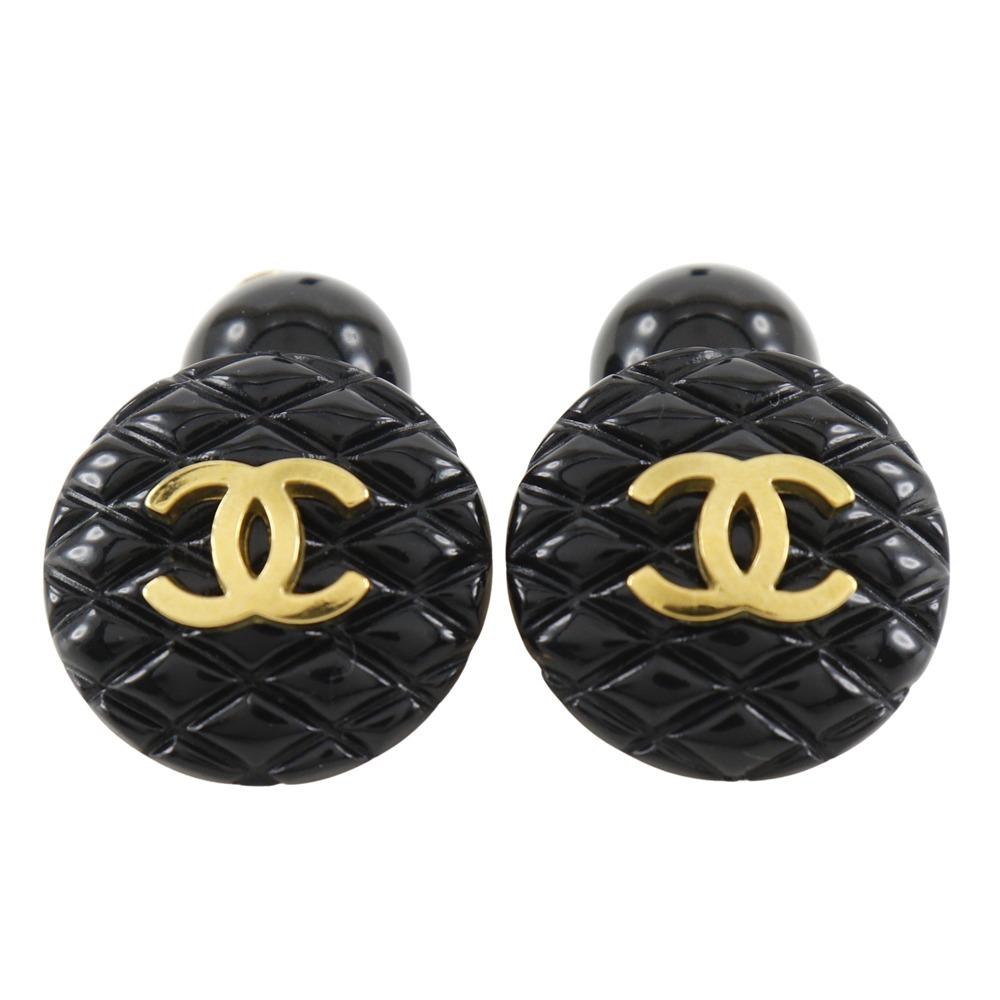 

CHANEL COCO Mark cuffs Matelasse vintage black plastic/Plated Gold unisex Used