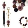 25PCS daisy and floral printed silicone bead set, punk style, suitable for DIY keychains, bracelets, bead pens