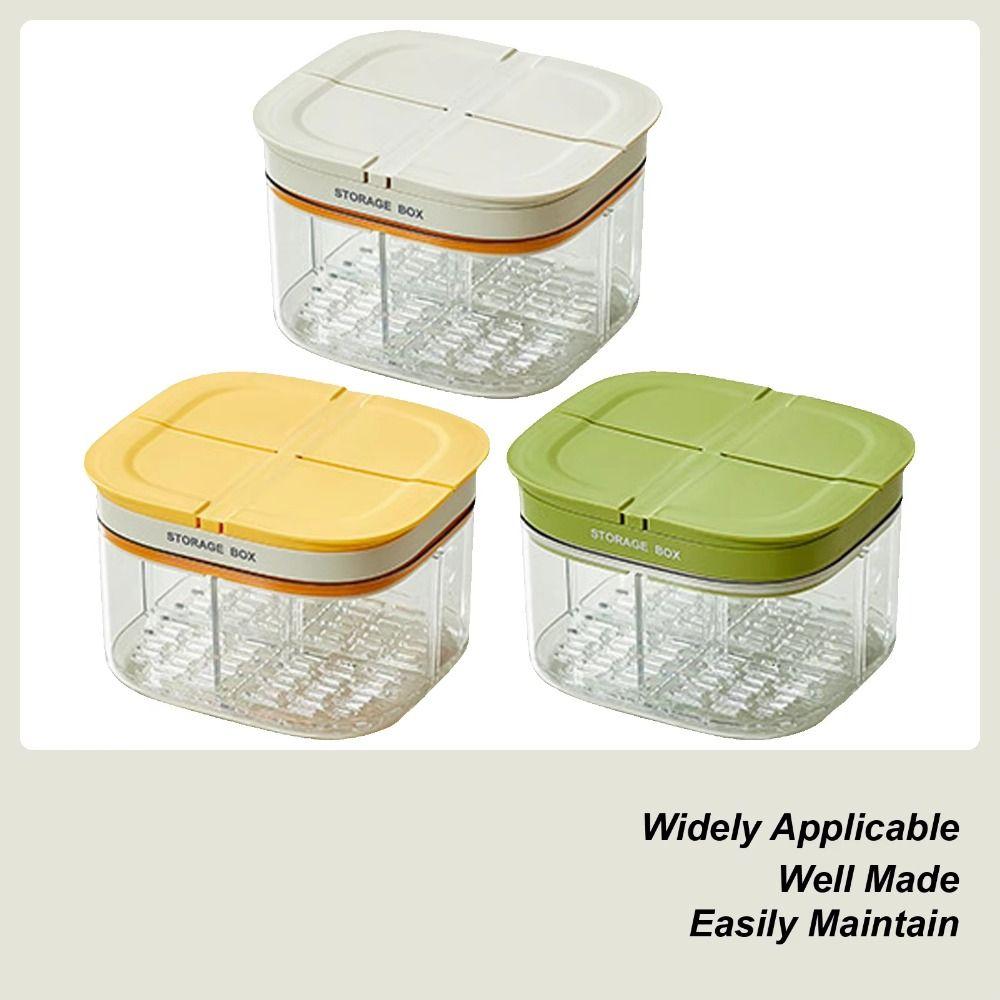 4 Grids Refrigerator Sealed Box Transparent Vegetable Divided Organizers Onion Serving Jar Snack