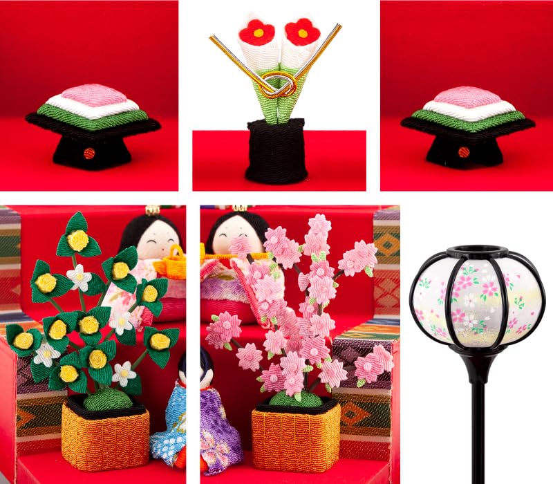 Hina Doll Ryukodo Crepe Compact Hina Doll Case Decoration Ten People Decoration Candy Red Rhinestone Acrylic Case Water Cherry Color 2.Flowing