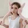 Cartoon Bunny Ear Warmers Plush Knitted Stretchable Polyester Ear Muffs Reusable Cozy Ear Covers for Winter Hand Wash Care