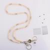 Unisex Stretchable Wooden Bead ID Necklace with Easy-Pull Key Chain