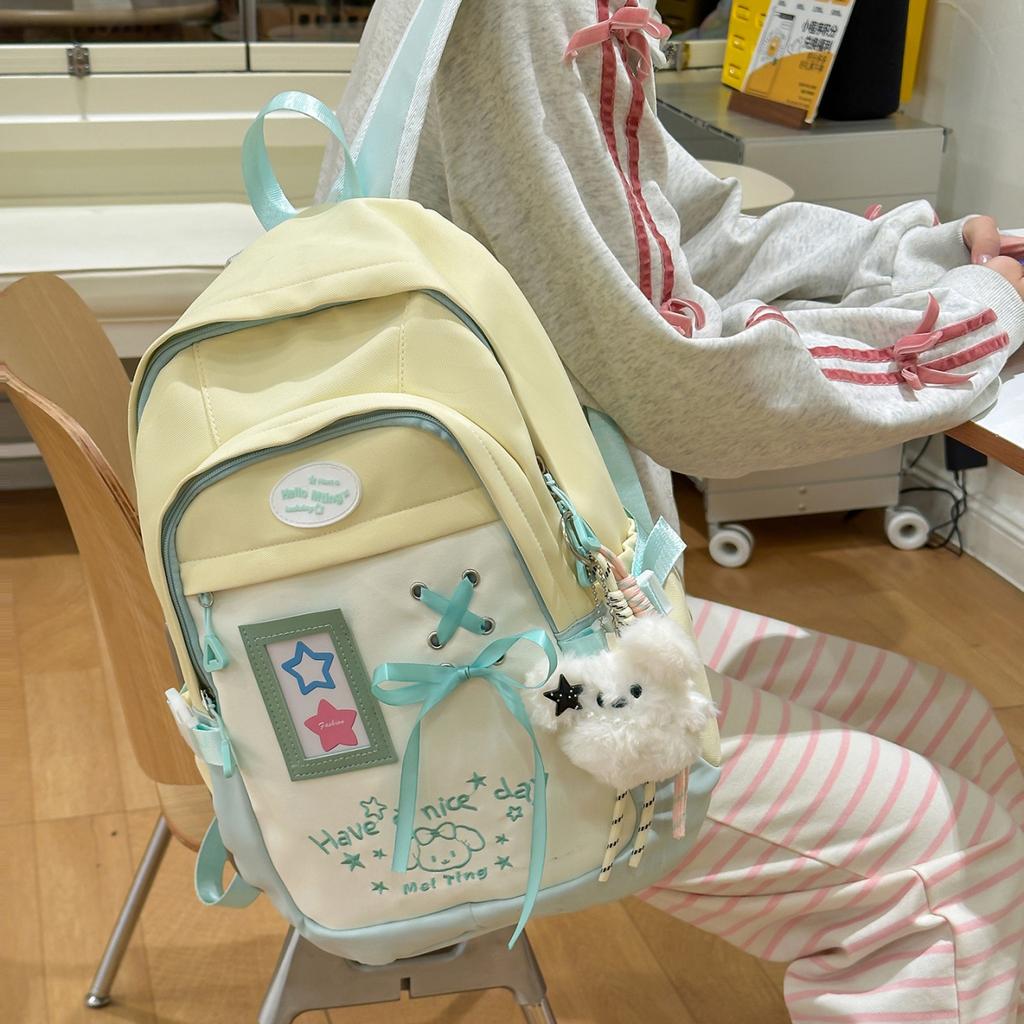 Schoolbag1011 New dopamine schoolbag for junior high school students High value backpack Large capacity casual versatile backpack