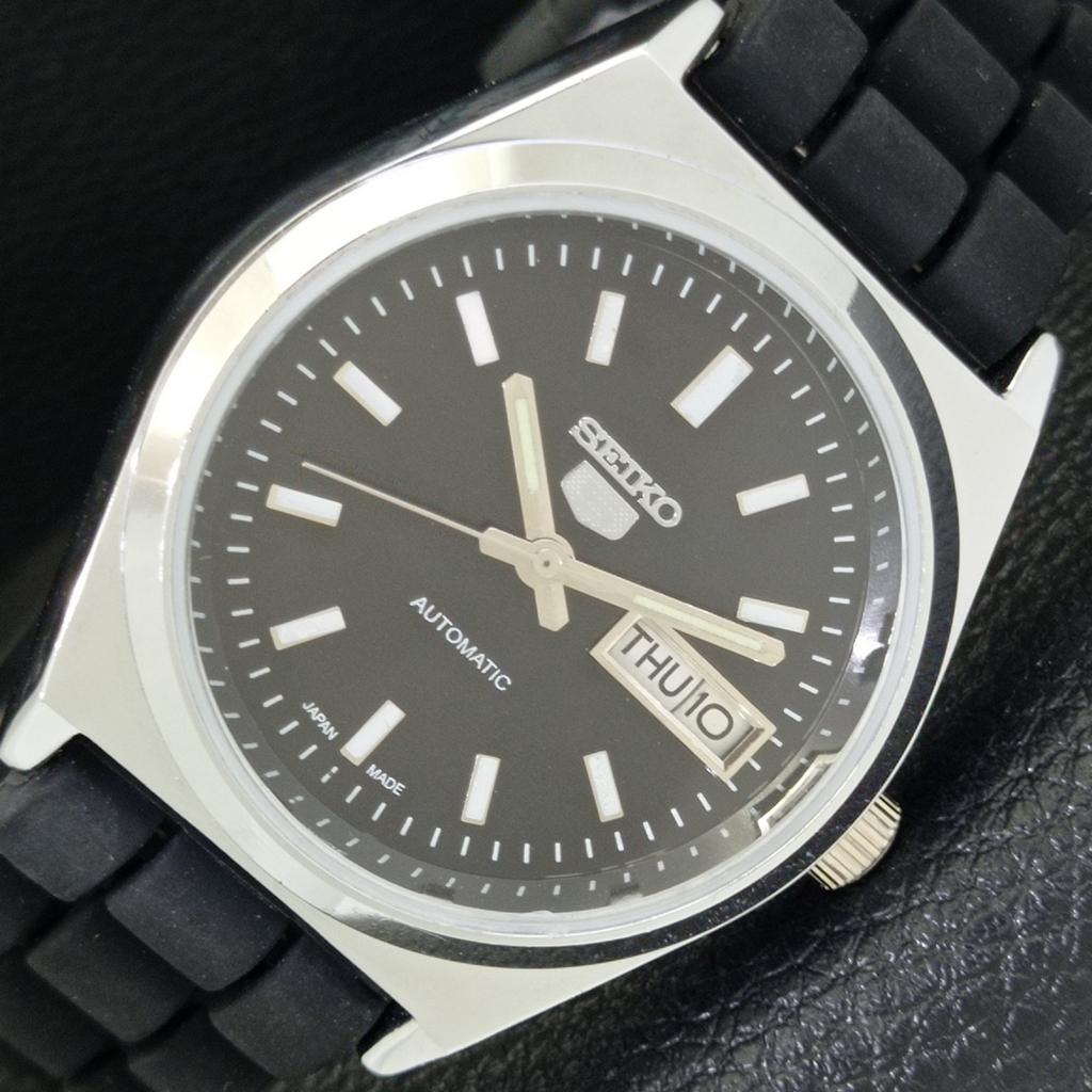 AUTOMATIC VINTAGE SEIKO 5 REFURBISHED JAPAN MENS BLACK DIAL WATCH a440644-9 Sk-a440644-1