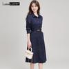 LUDIan Women's Printed A-Line Long Sleeve Dress