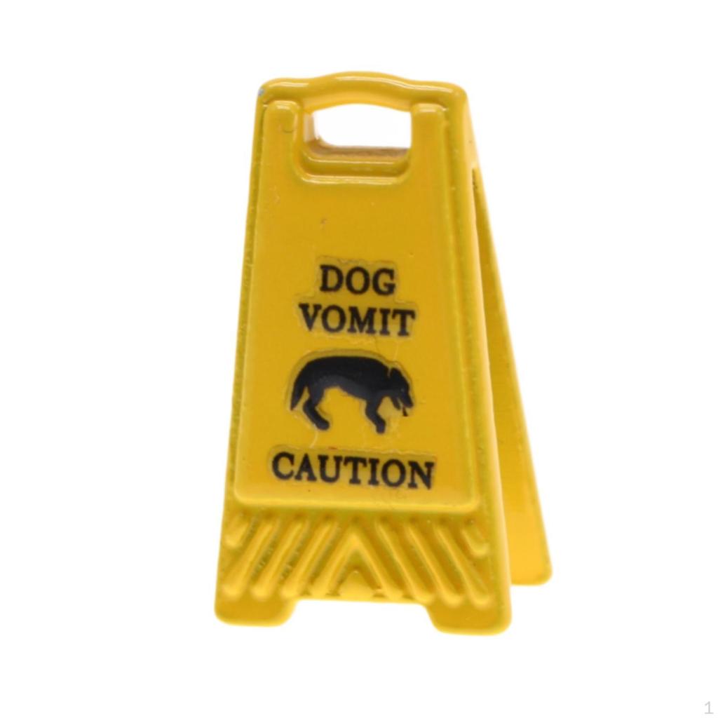 1 Inch Alloy Caution Sign Model for Dollhouse Accessories